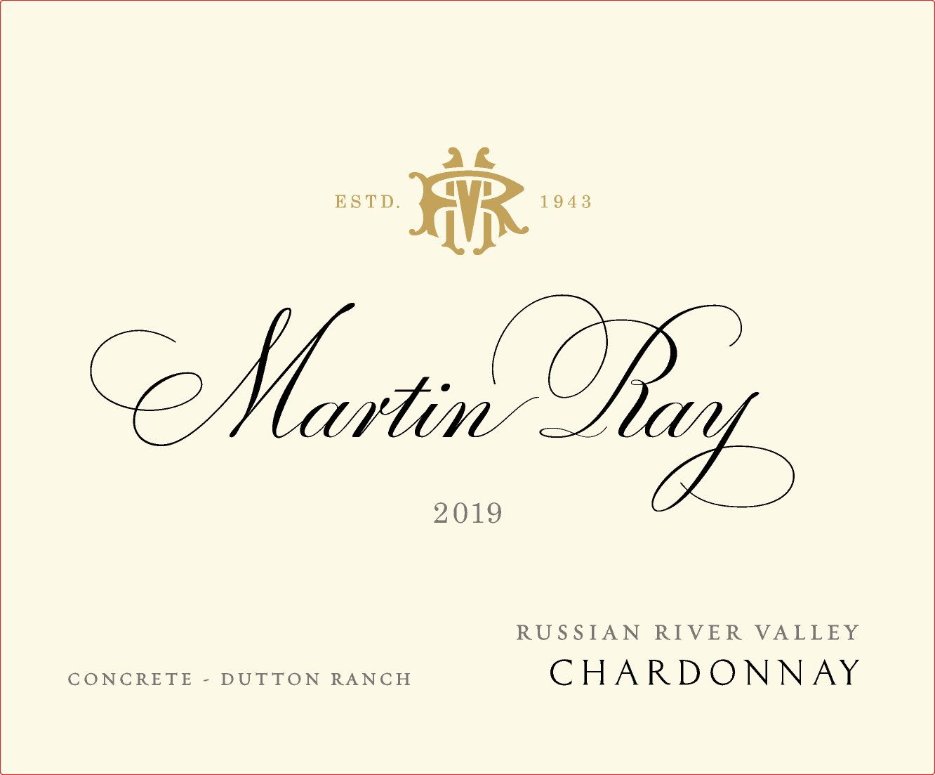 2019 Martin Ray Russian River Valley Dutton Ranch Concrete Front Label