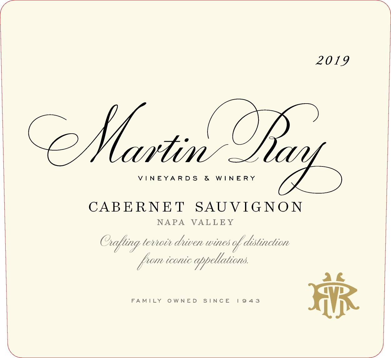 2019 Martin Ray Napa Valley Cabernet Sauvignon Front Label