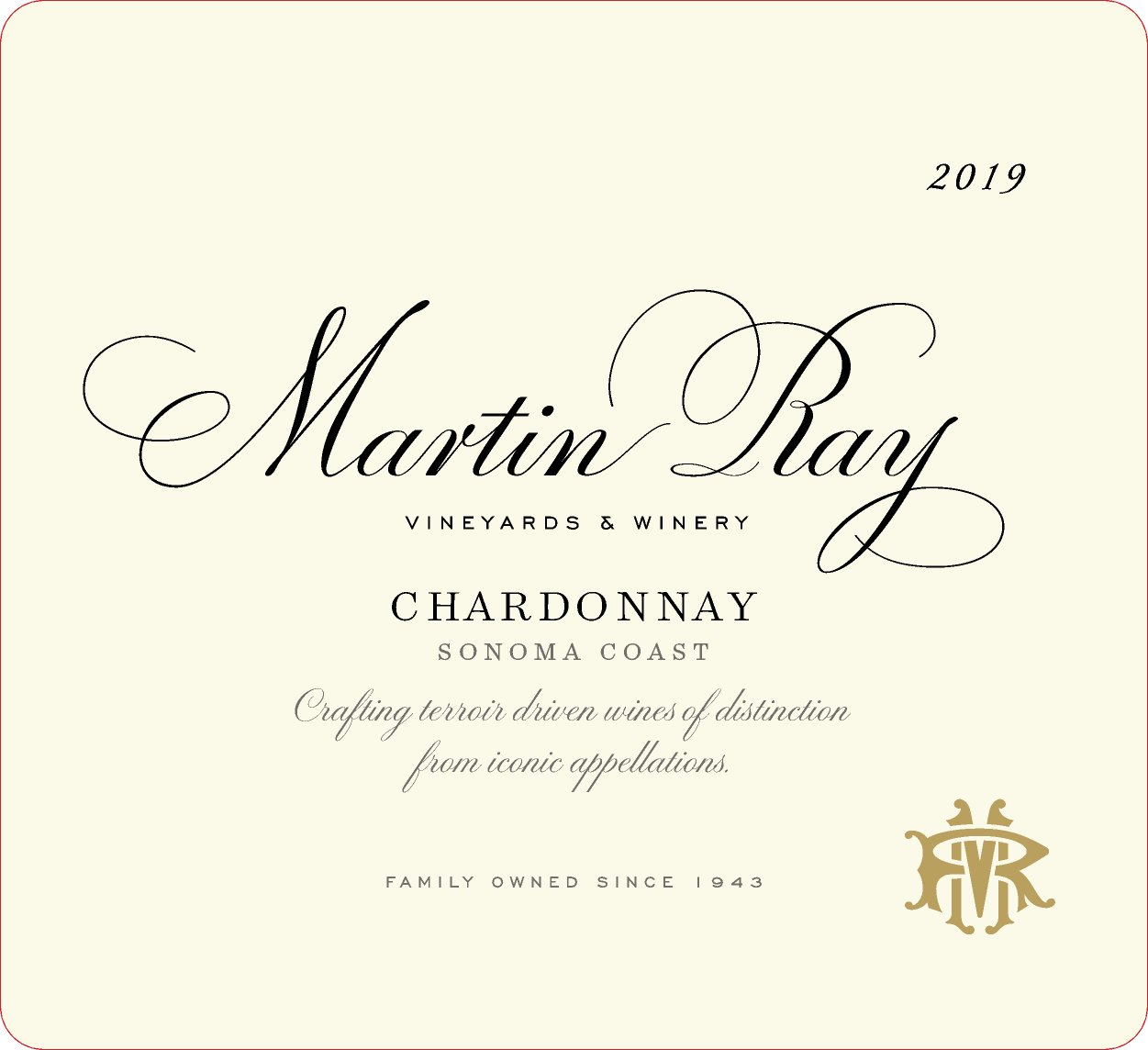 2019 Martin Ray Sonoma Coast Chardonnay Front Label