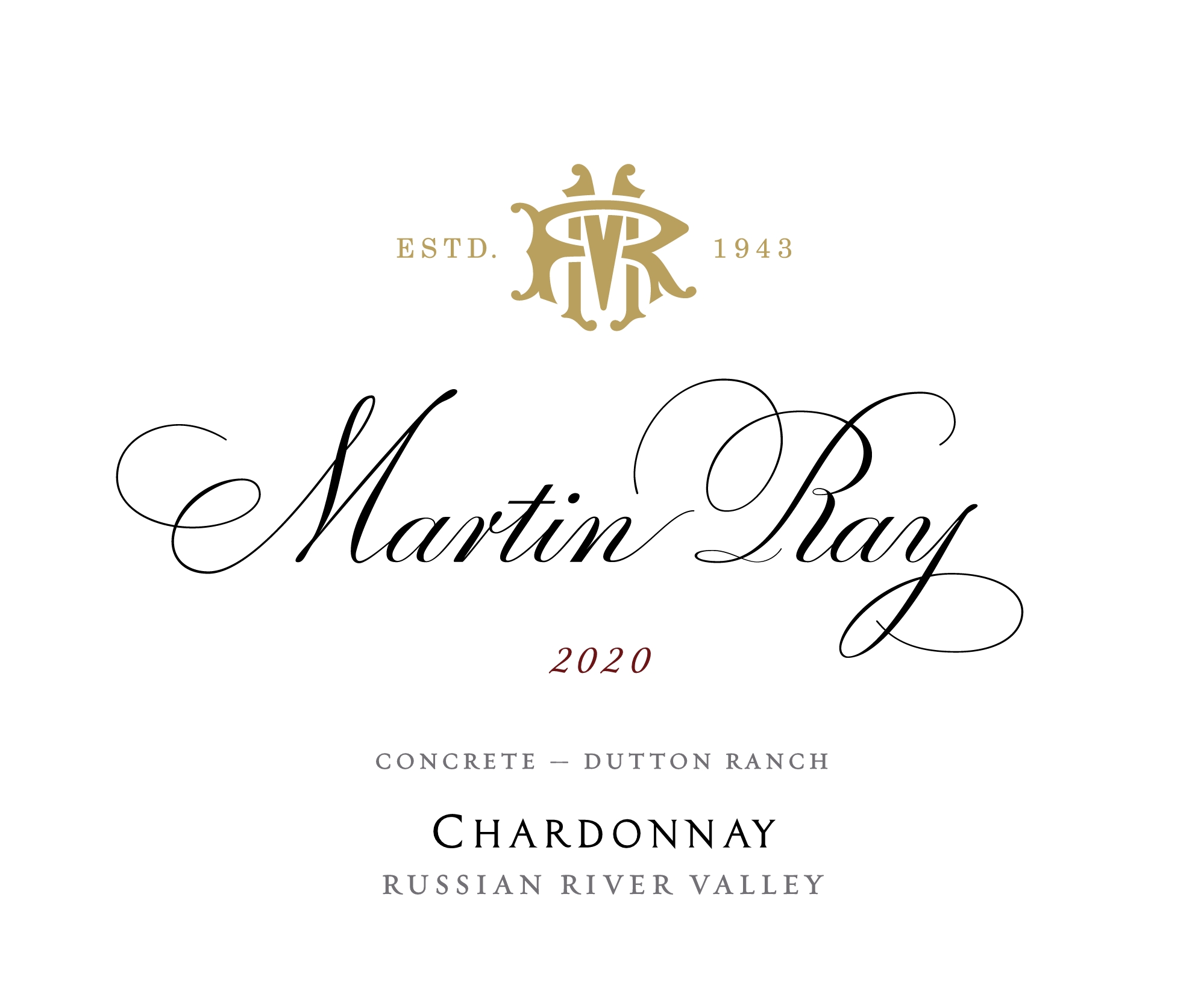 2020 Martin Ray Russian River Valley Dutton Ranch Concrete Front Label
