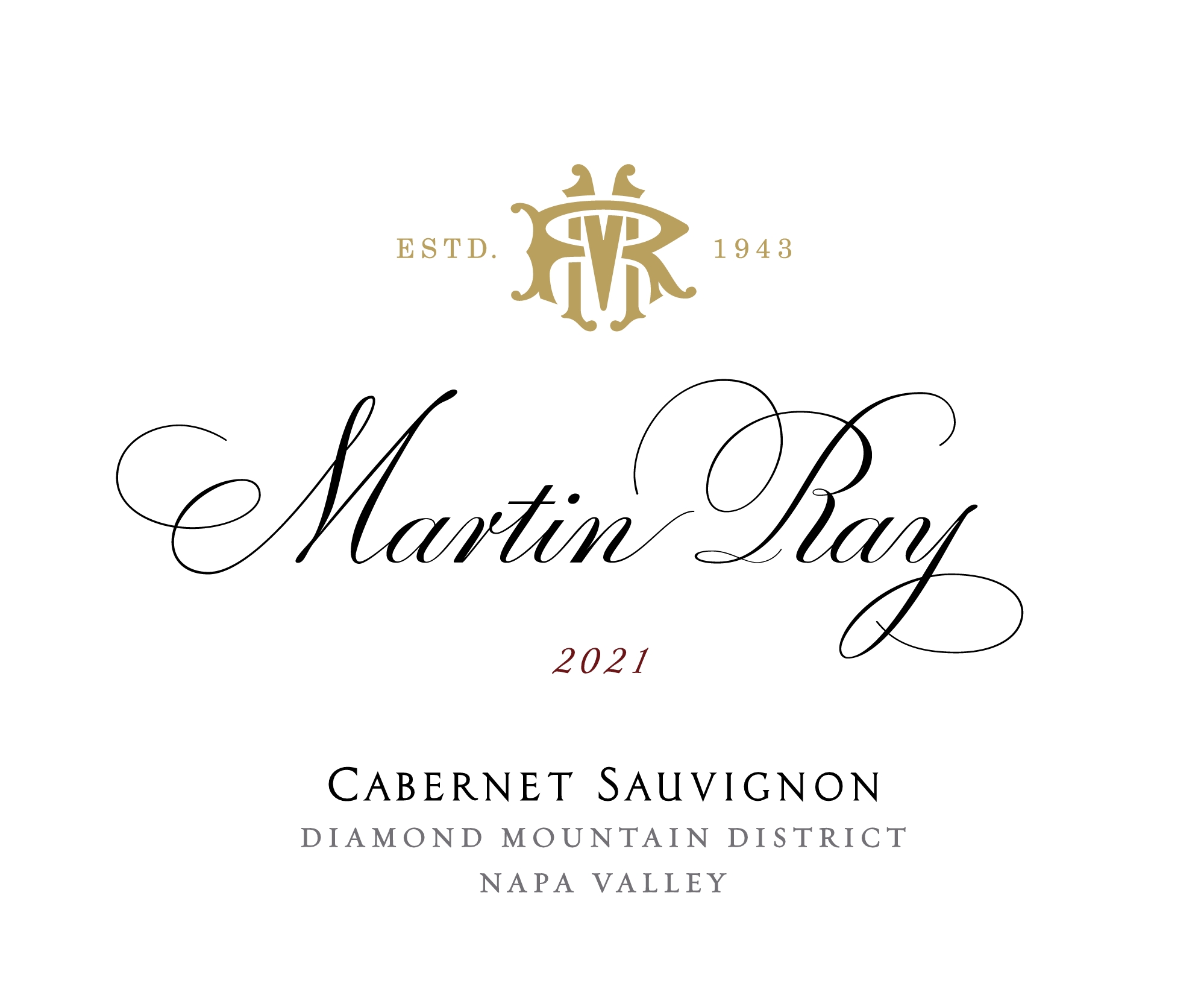 2021 Martin Ray Diamond Mountain Reserve Cabernet Sauvignon Front Label