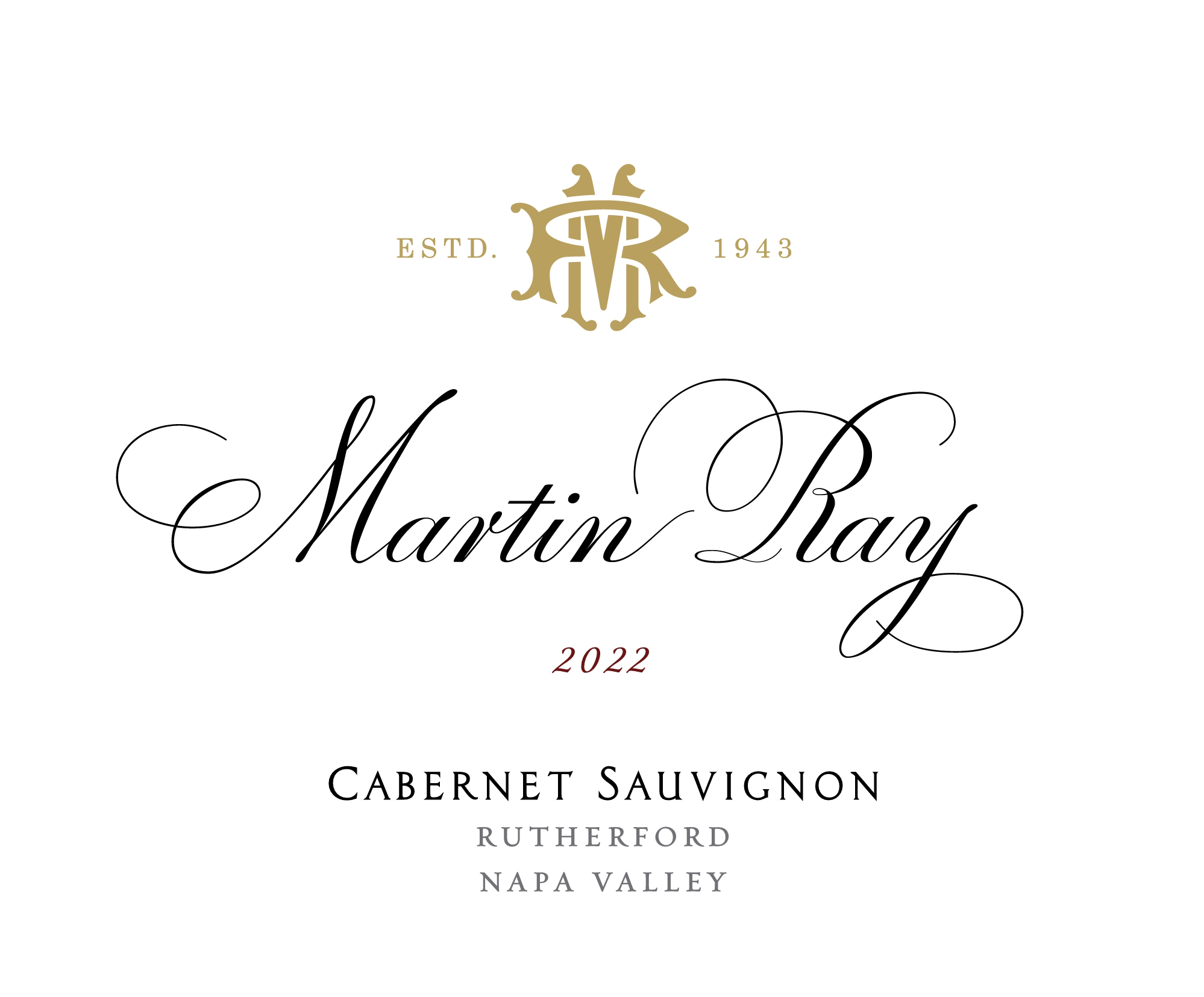 2022 Martin Ray Rutherford Reserve Cabernet Sauvignon Front Label