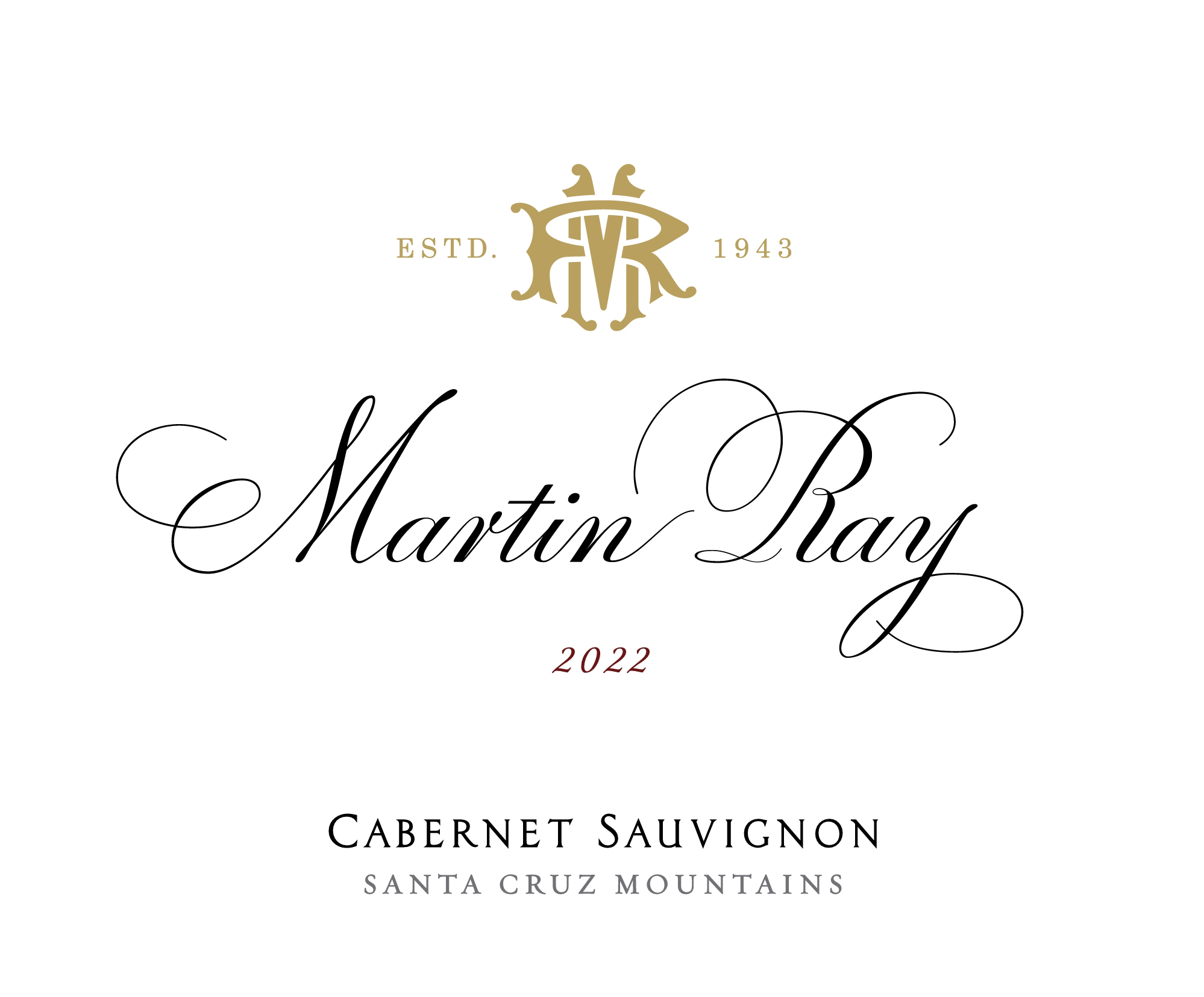 2022 Martin Ray Santa Cruz Mountains Reserve Cabernet Sauvignon Front Label