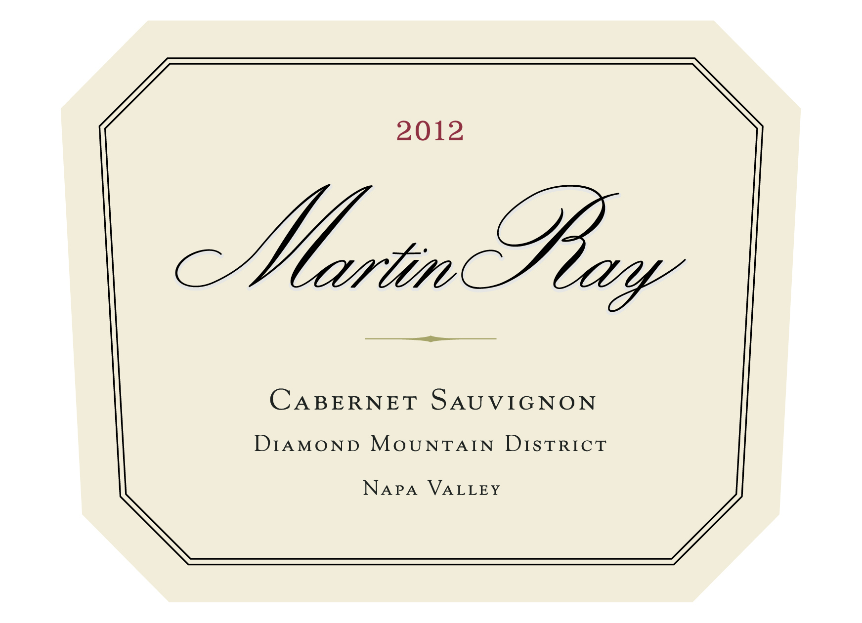 2012 Martin Ray Diamond Mountain Reserve Cabernet Sauvignon Front Label