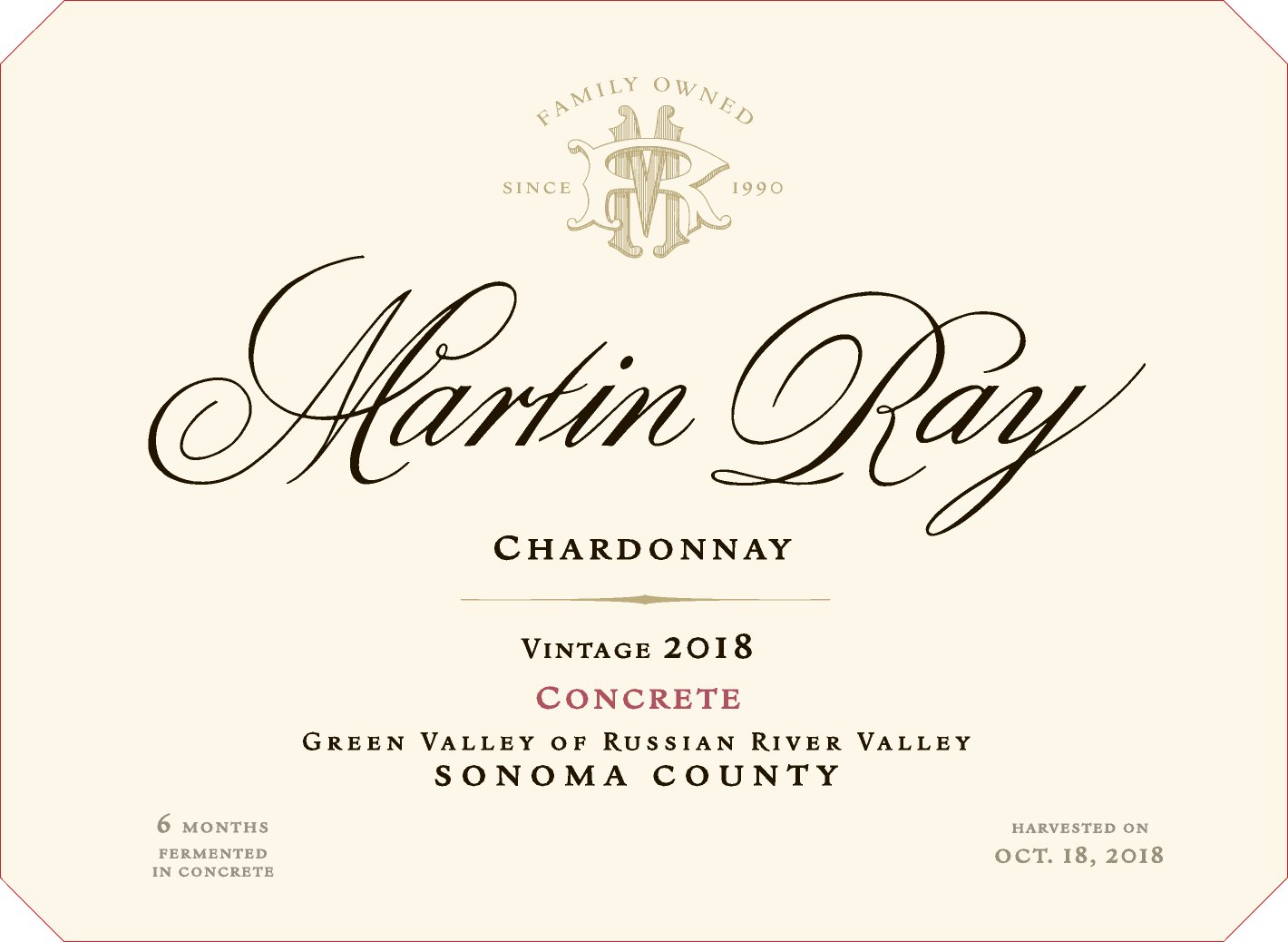 2018 Martin Ray Concrete Chardonnay Front Label