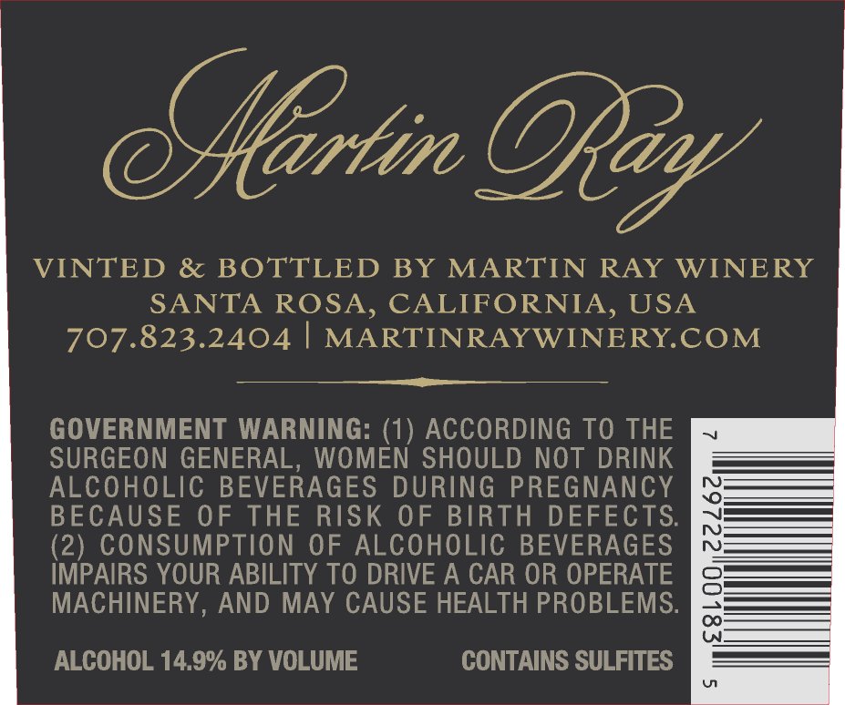 2013 Martin Ray Diamond Mountain Reserve Cabernet Sauvignon Back Label