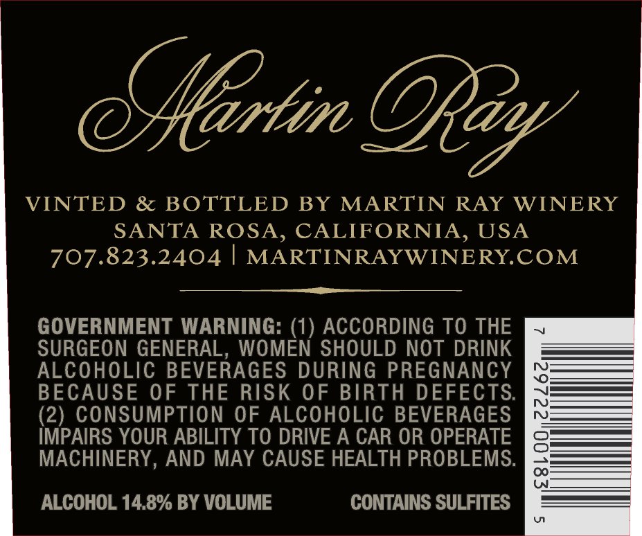 2014 Martin Ray Diamond Mountain Reserve Cabernet Sauvignon Back Label