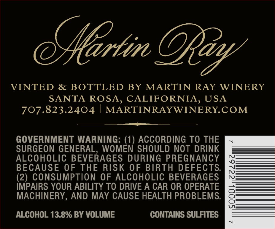 2014 Martin Ray Mill Station Chardonnay Back Label