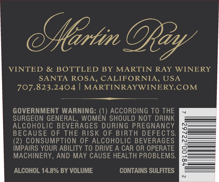 2013 Martin Ray Santa Cruz Mountains Reserve Cabernet Sauvignon Back Label