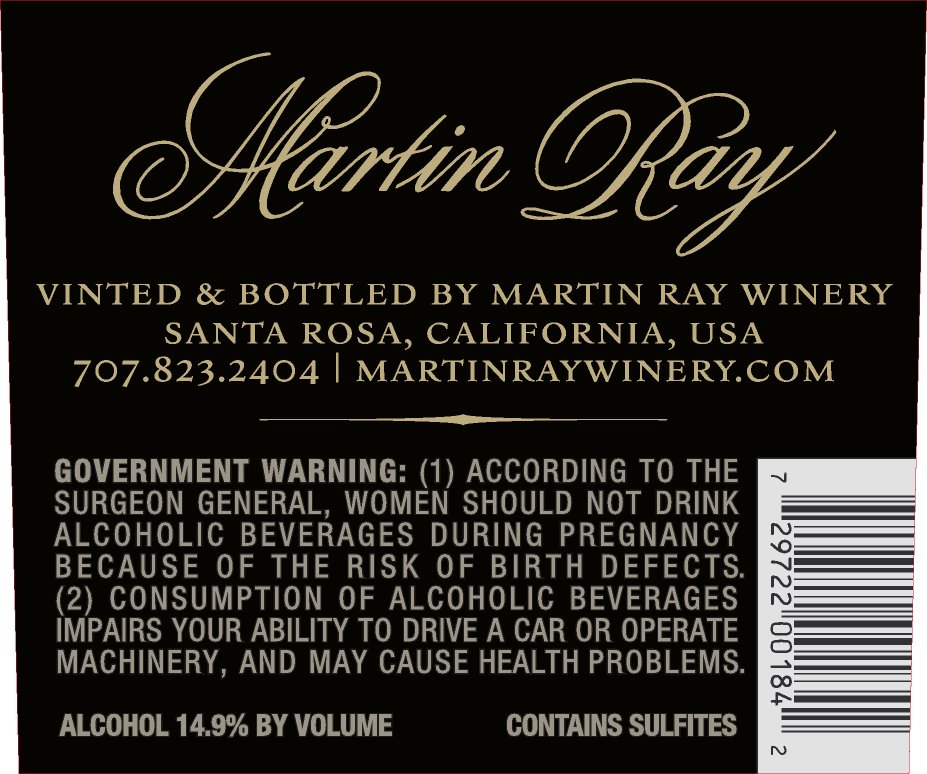 2014 Martin Ray Santa Cruz Mountains Reserve Cabernet Sauvignon Back Label