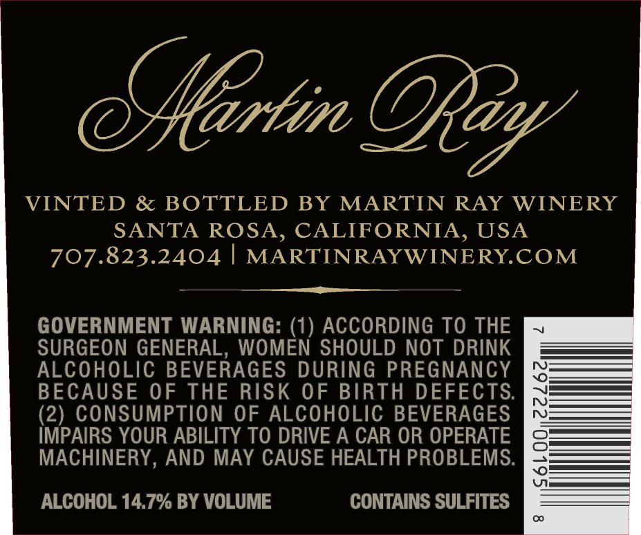 2014 Martin Ray Stags Leap District Reserve Cabernet Sauvignon Back Label