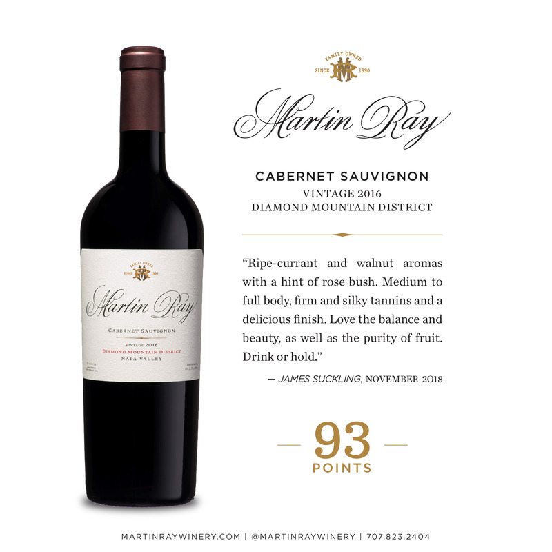 2016 Martin Ray Diamond Mountain Reserve Cabernet Sauvignon Acclaim – 95 Pts. James suckling