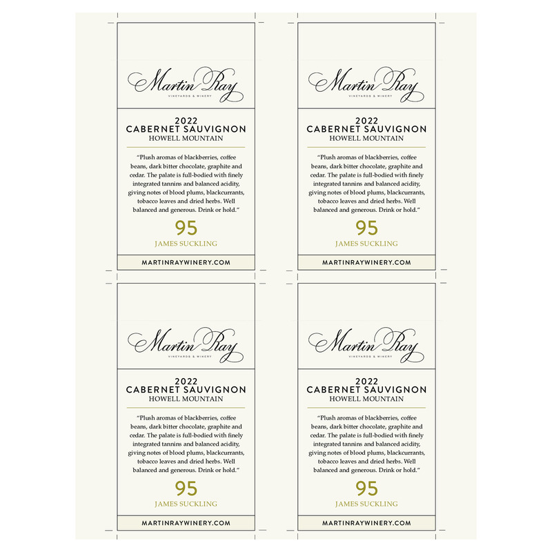 2022 Martin Ray Howell Mountain Reserve Cabernet Sauvignon Shelf Talker – 95 pts James Suckling