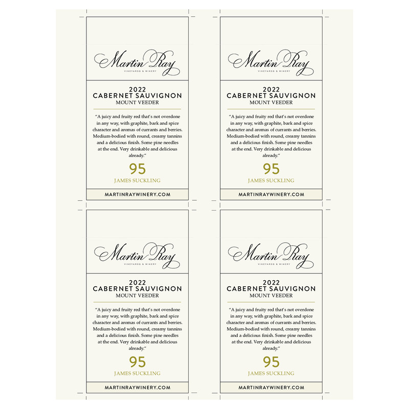 2022 Martin Ray Mt. Veeder Reserve Cabernet Sauvignon Shelf Talker – 95 pts James Suckling