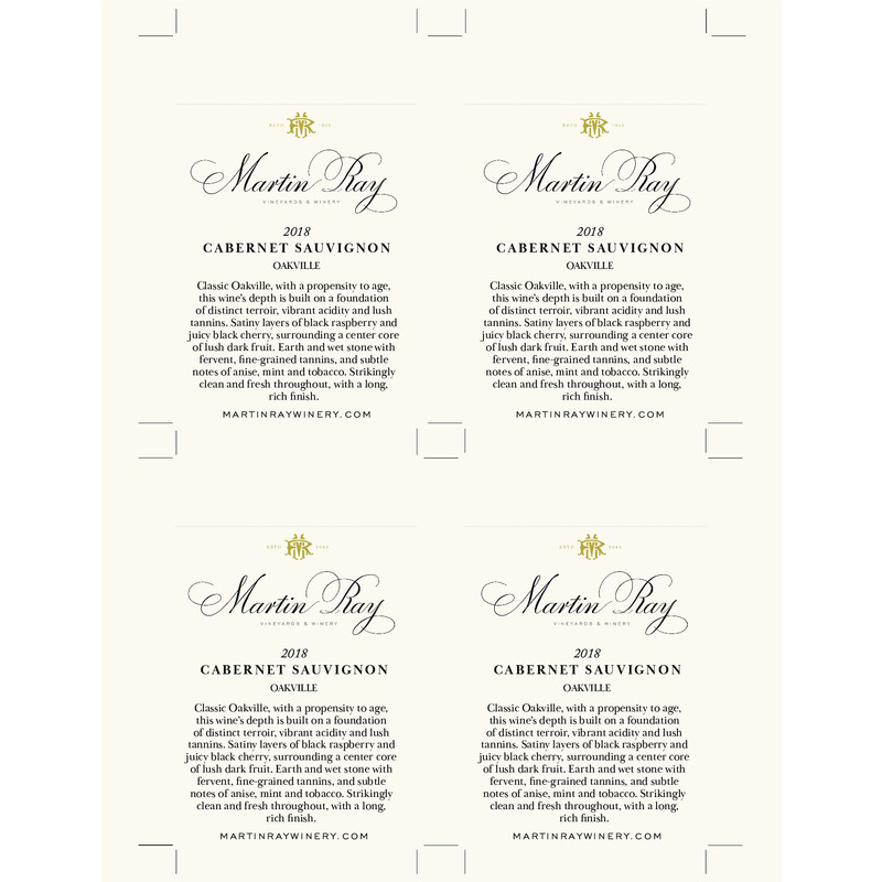 2018 Martin Ray Oakville Reserve Cabernet Sauvignon Shelf Talker