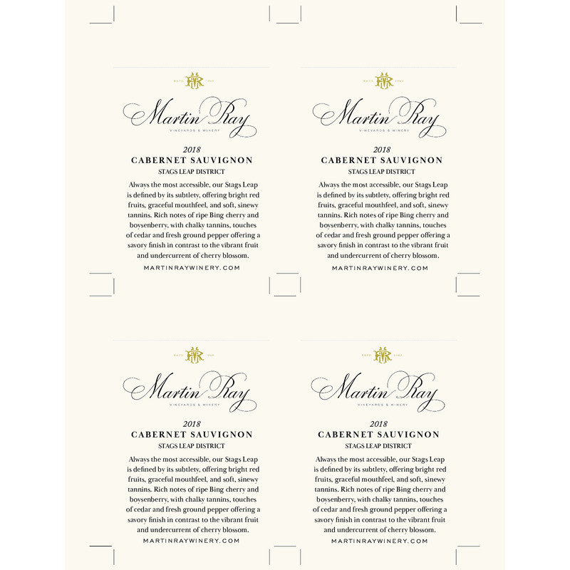 2018 Martin Ray Stags Leap District Reserve Cabernet Sauvignon Shelf Talker