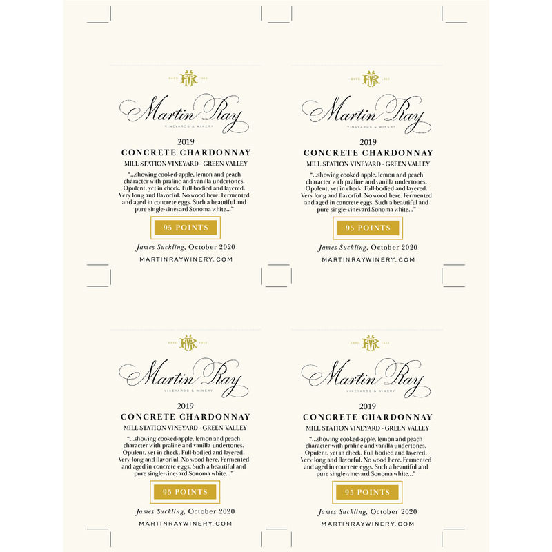 2019 Martin Ray Russian River Valley Dutton Ranch Concrete Shelf Talker – 95 Pts. James Suckling