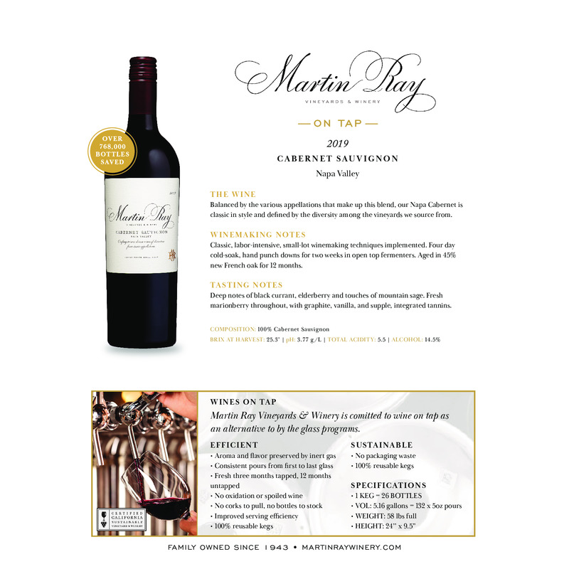 2019 Martin Ray Napa Valley Cabernet Sauvignon Wine on Tap