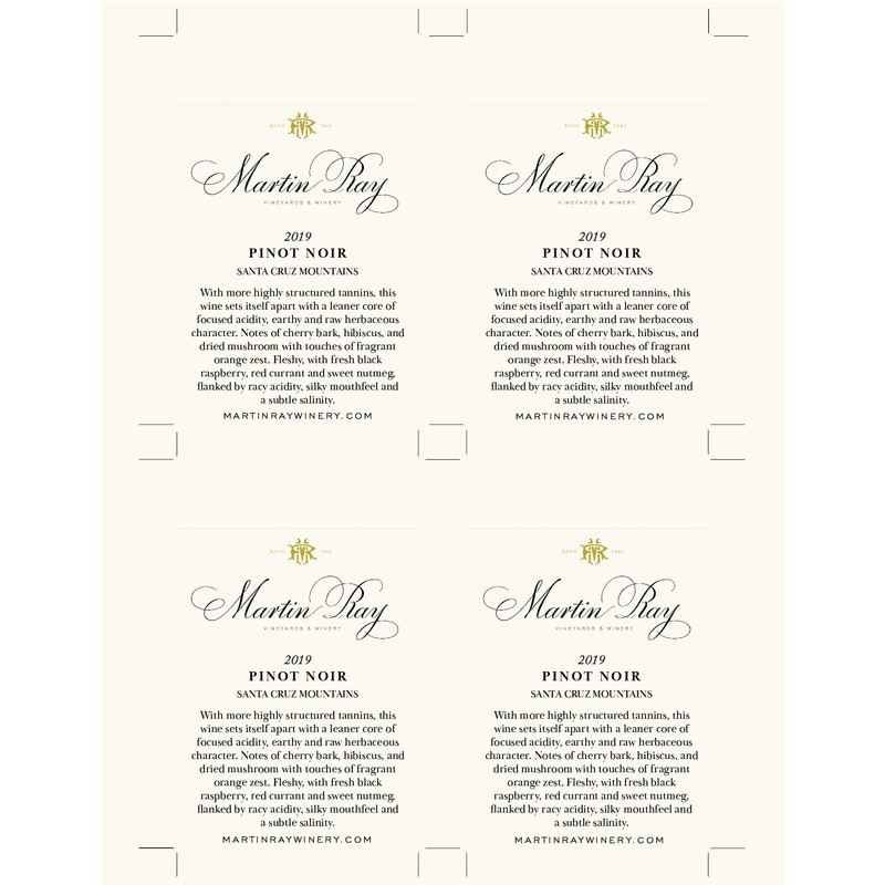 2019 Martin Ray Santa Cruz Mountains Coast Grade Pinot Noir Shelf Talker