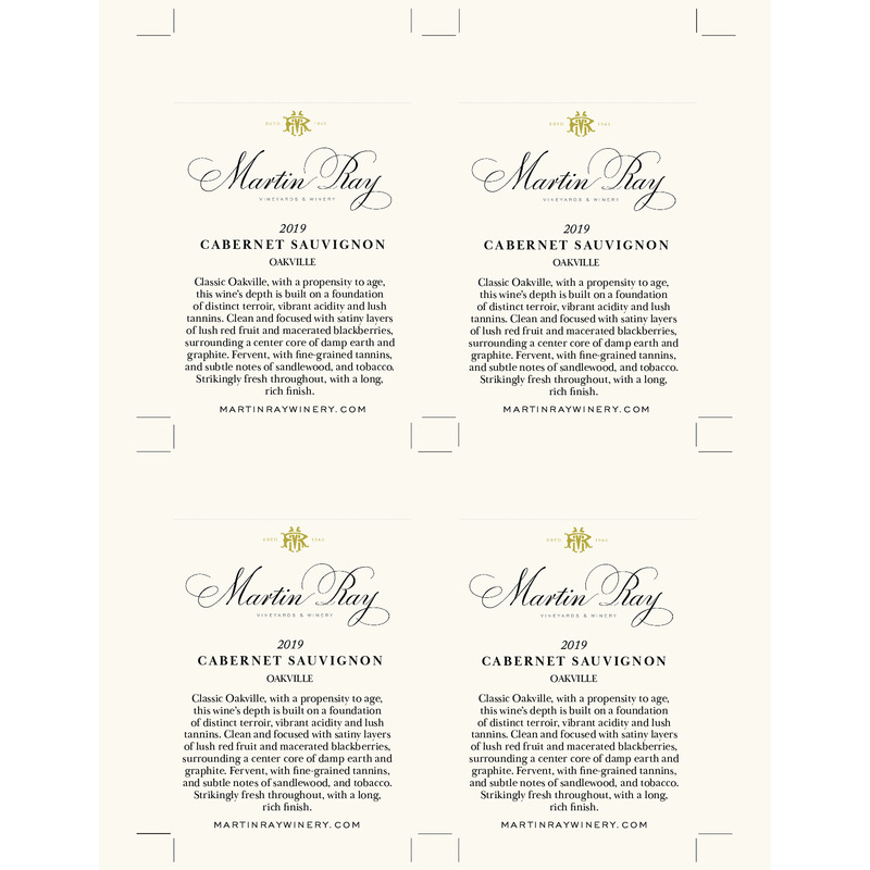 2020 Martin Ray Oakville Reserve Cabernet Sauvignon Shelf Talker