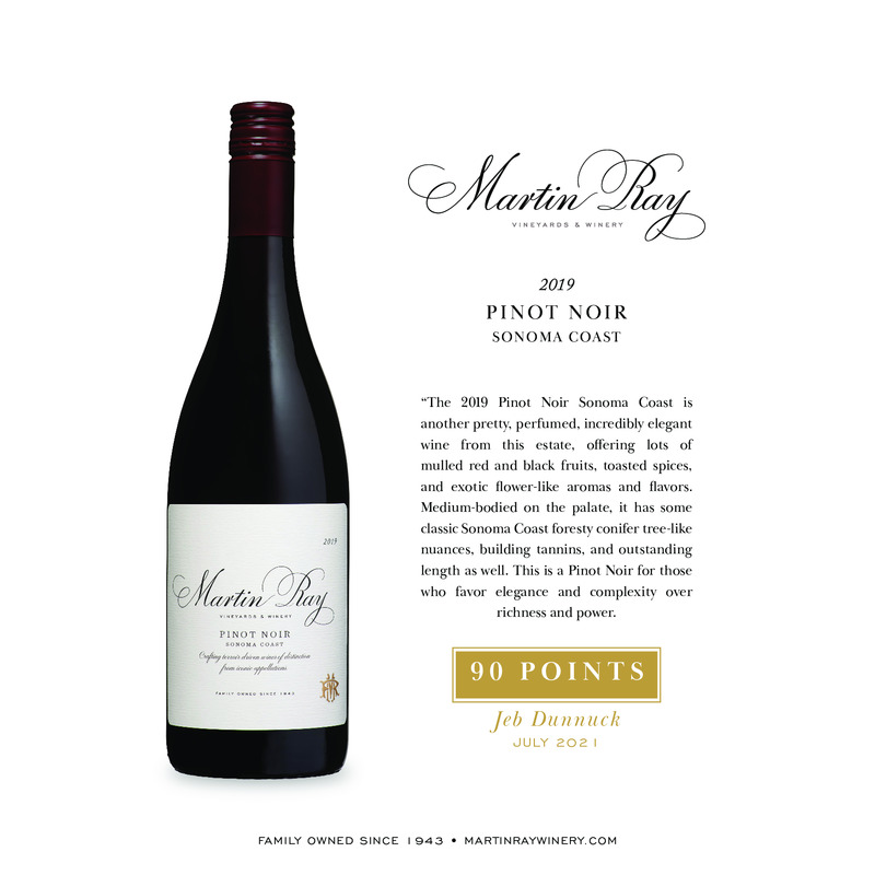 2019 Martin Ray Sonoma Coast Pinot Noir Acclaim – 90 Pts. Jeb Dunnuck
