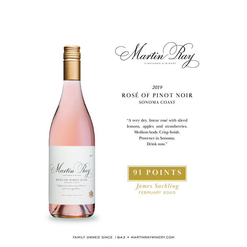 2019 Martin Ray Sonoma Coast Rosé Of Pinot Noir Acclaim – 91 Pts. James Suckling