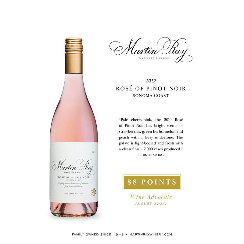 2019 Martin Ray Sonoma Coast Rosé Of Pinot Noir Acclaim – 88 Pts. Wine Advocate