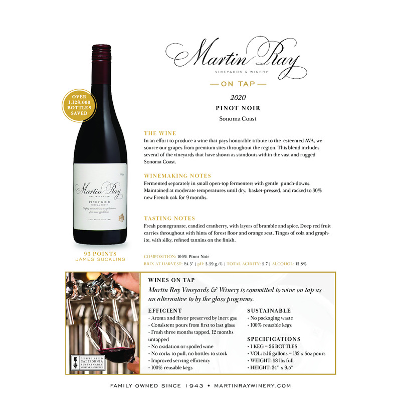2020 Martin Ray Sonoma Coast Pinot Noir Wine on Tap