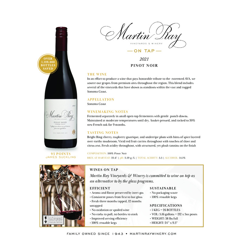 2021 Martin Ray Pinot Noir Wine on Tap