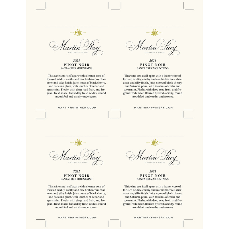 2021 Martin Ray Santa Cruz Mountains Pinot Noir Shelf Talker