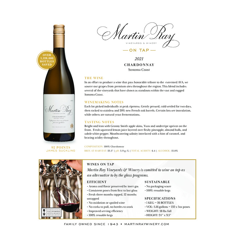2021 Martin Ray Sonoma Coast Chardonnay Wine on Tap
