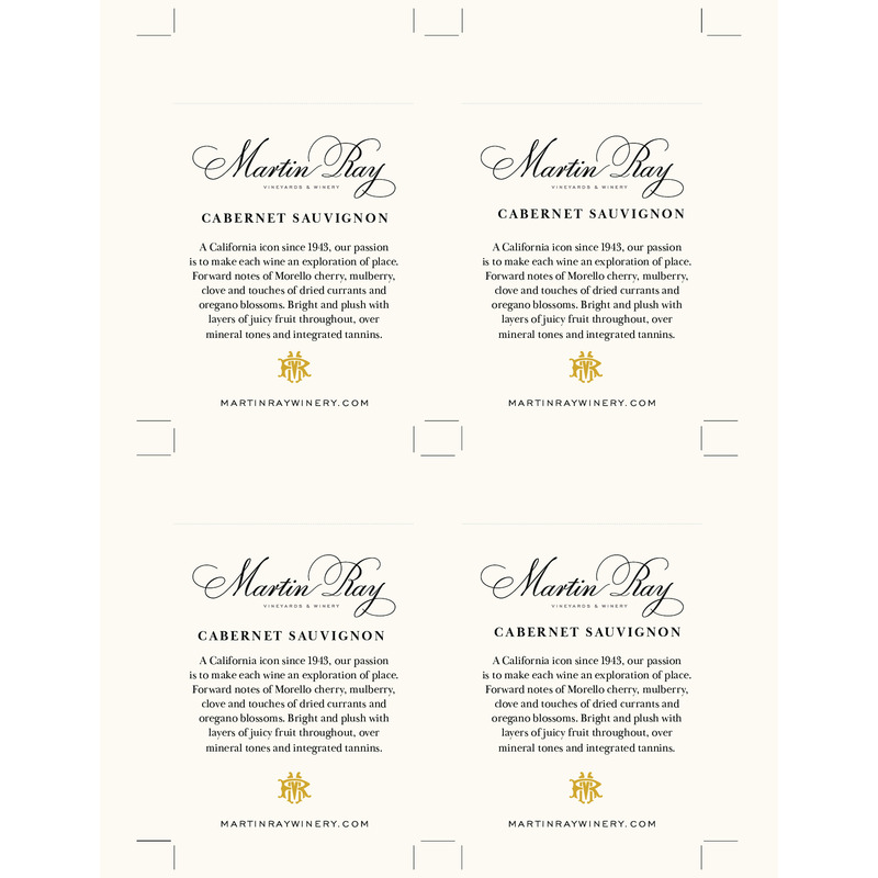 2022 Martin Ray Sonoma County Cabernet Sauvignon Shelf Talker