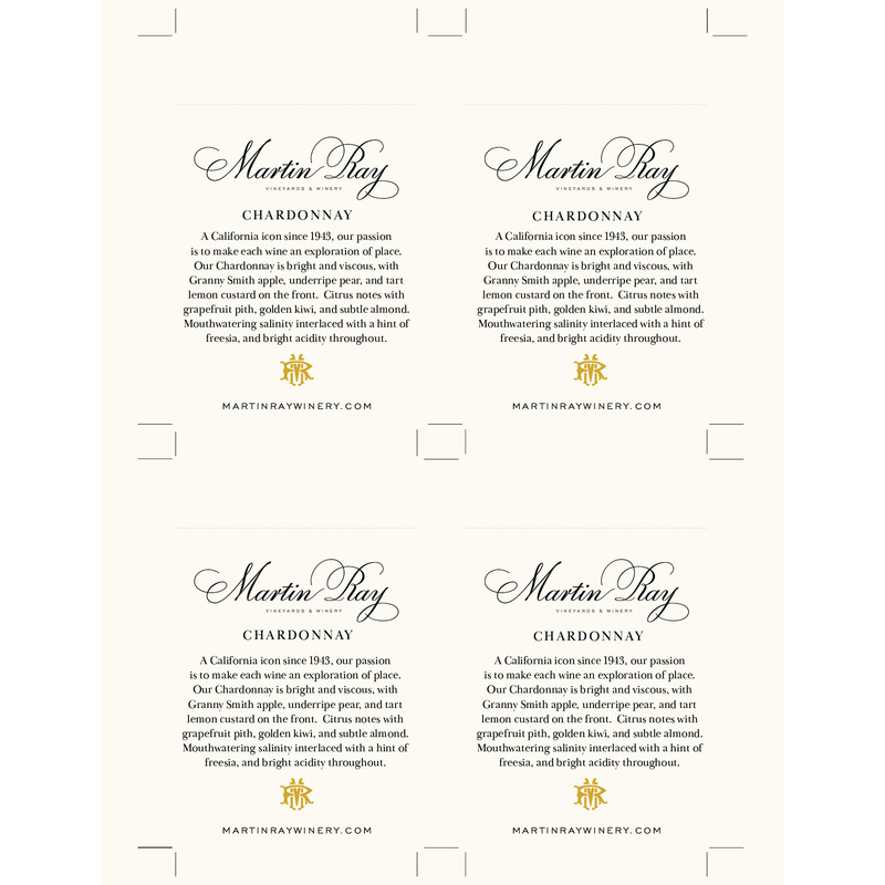 2022 Martin Ray Chardonnay Shelf Talker