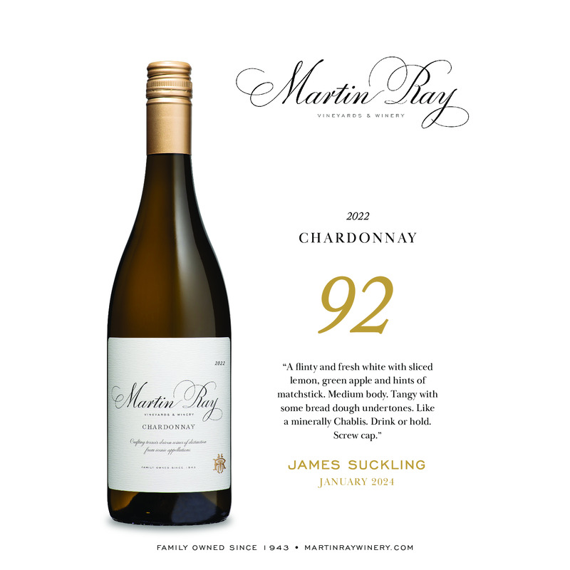 2022 Martin Ray Chardonnay Acclaim – 92 pts James Suckling