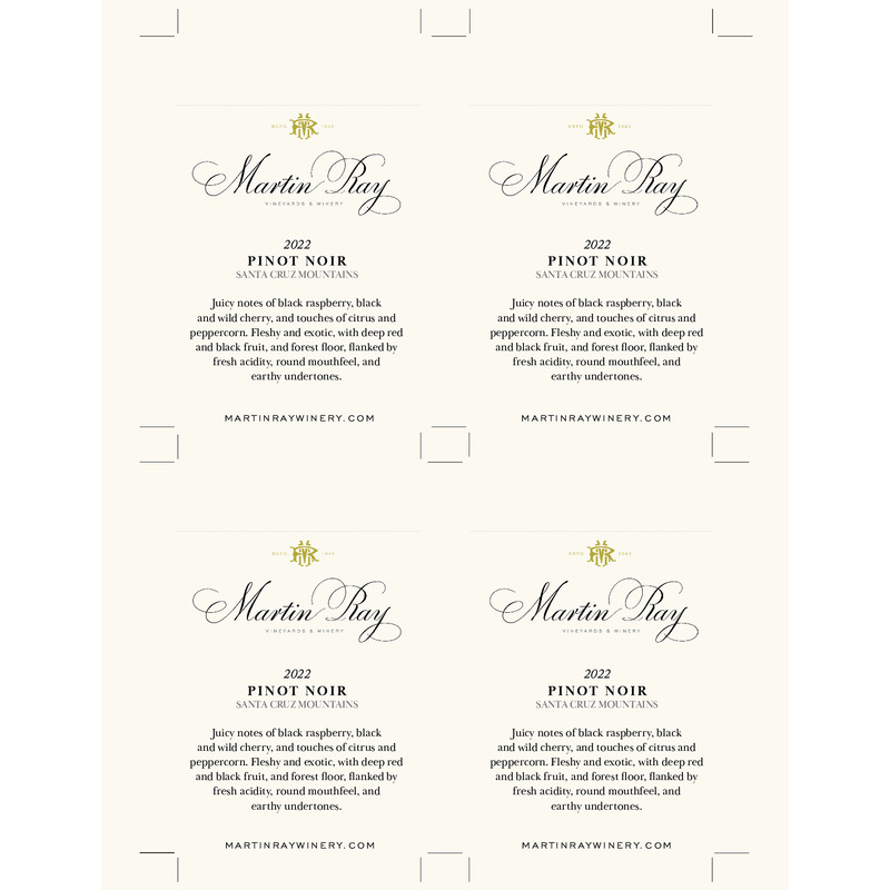 2022 Martin Ray Santa Cruz Mountains Pinot Noir Shelf Talker