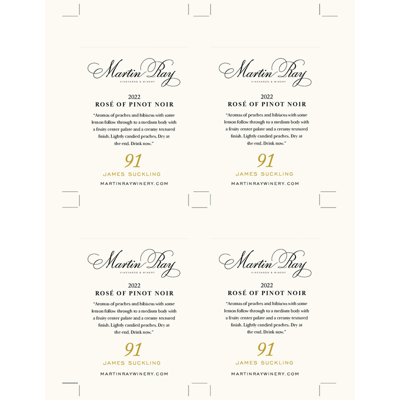 2022 Martin Ray Rosé Of Pinot Noir Shelf Talker – 91 pts James Suckling