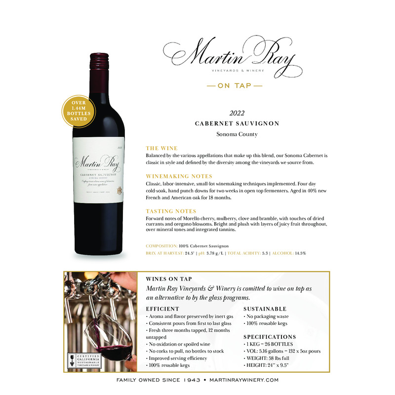 2022 Martin Ray Sonoma County Cabernet Sauvignon Wine on Tap