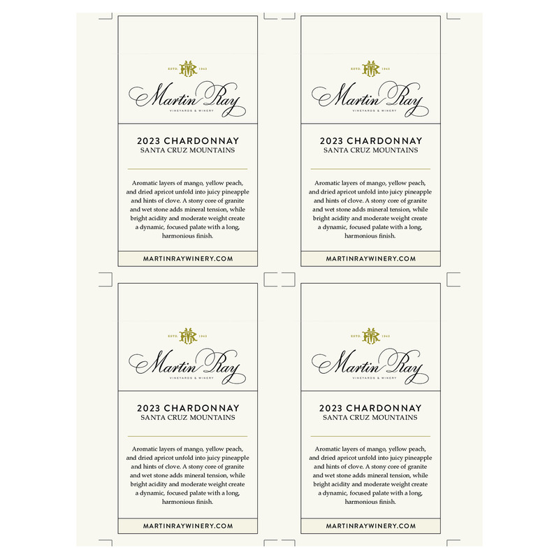 2023 Martin Ray Santa Cruz Mountains Chardonnay Shelf Talker