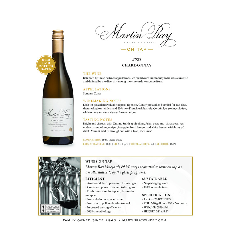 2023 Martin Ray Sonoma Coast Chardonnay Wine on Tap