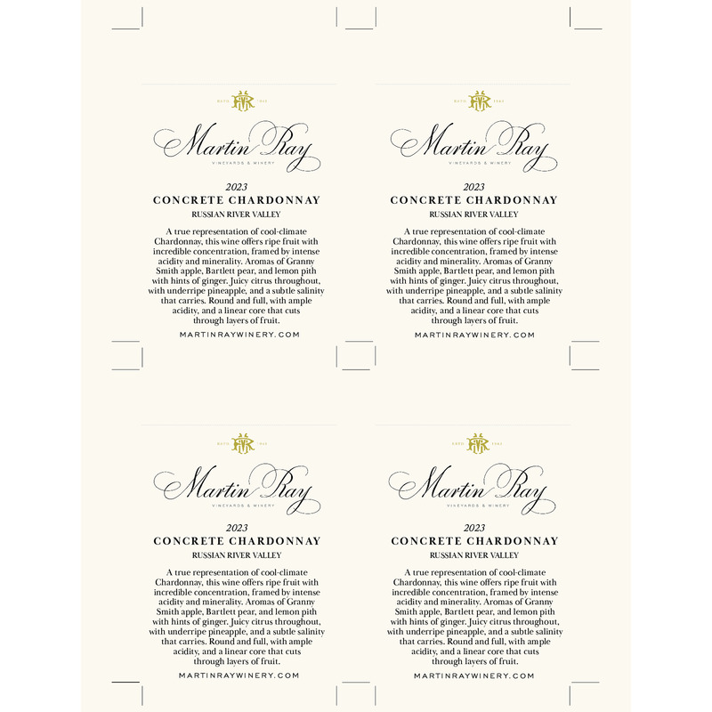 2023 Martin Ray Russian River Valley Concrete Chardonnay Shelf Talker