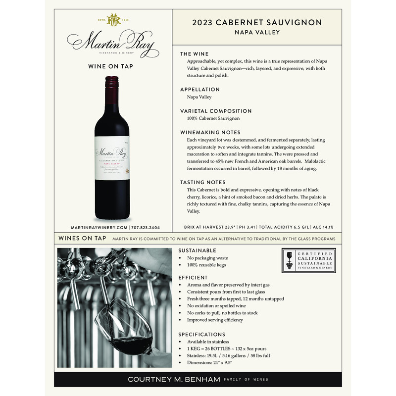 2023 Martin Ray Napa Valley Cabernet Sauvignon Wine on Tap