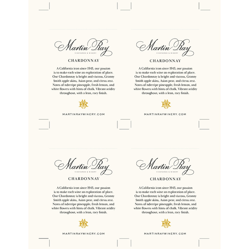 2023 Martin Ray Sonoma Coast Chardonnay Shelf Talker
