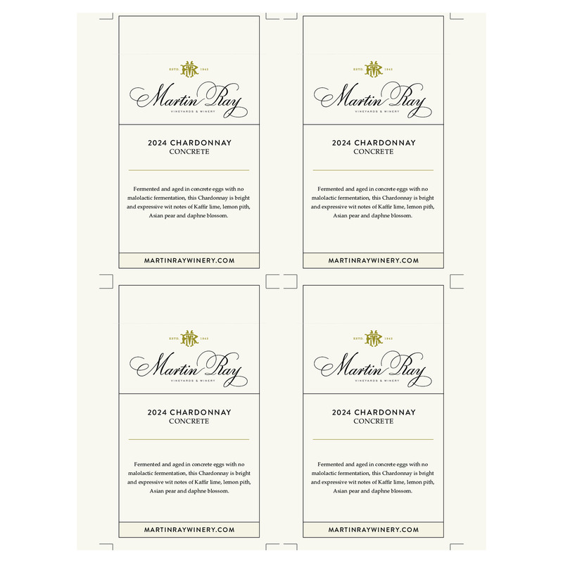 2024 Martin Ray Russian River Valley Concrete Chardonnay Shelf Talker