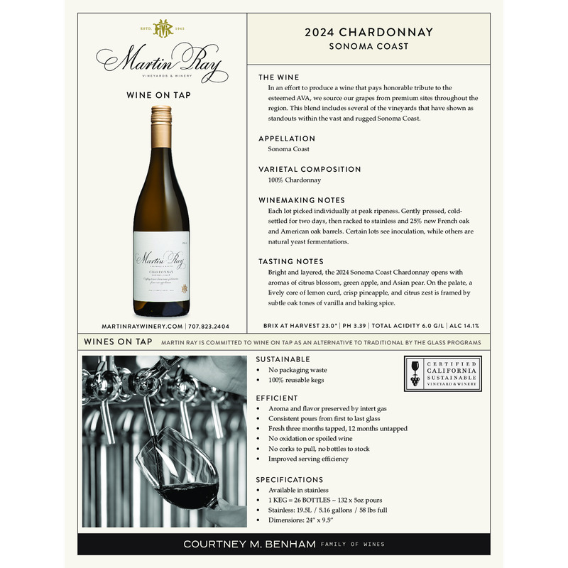 2024 Martin Ray Sonoma Coast Chardonnay Wine on Tap