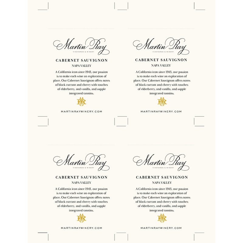 2019 Martin Ray Napa Valley Cabernet Sauvignon Shelf Talker