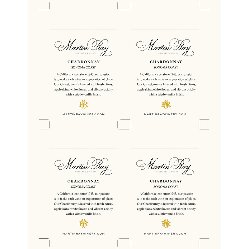 2020 Martin Ray Sonoma Coast Chardonnay Shelf Talker
