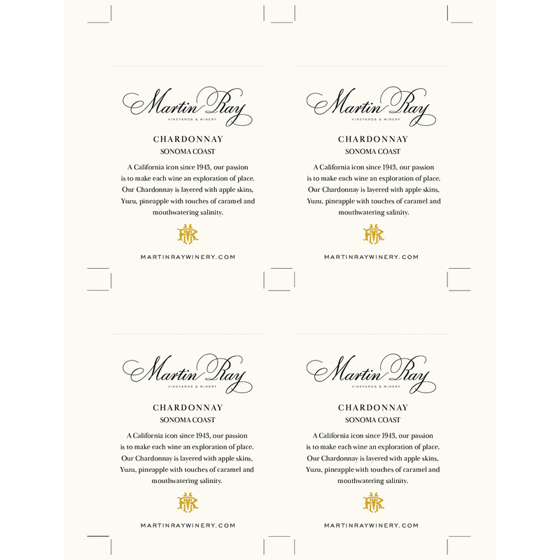 2021 Martin Ray Sonoma Coast Chardonnay Shelf Talker