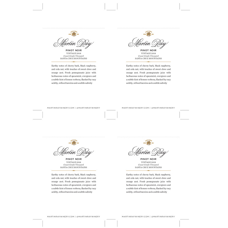 2018 Martin Ray Santa Cruz Mountains Coast Grade Pinot Noir Shelf Talker