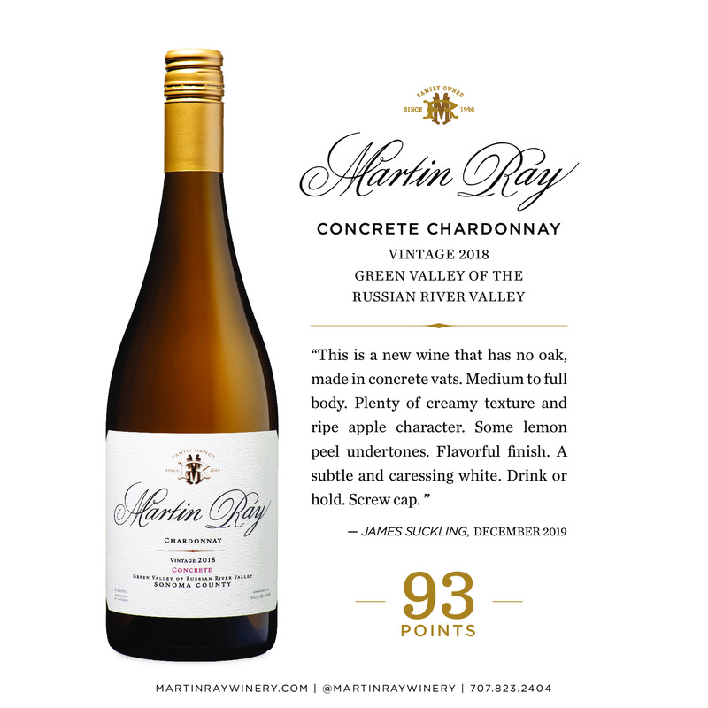 2018 Martin Ray Concrete Chardonnay Acclaim – 93 Pts. James Suckling