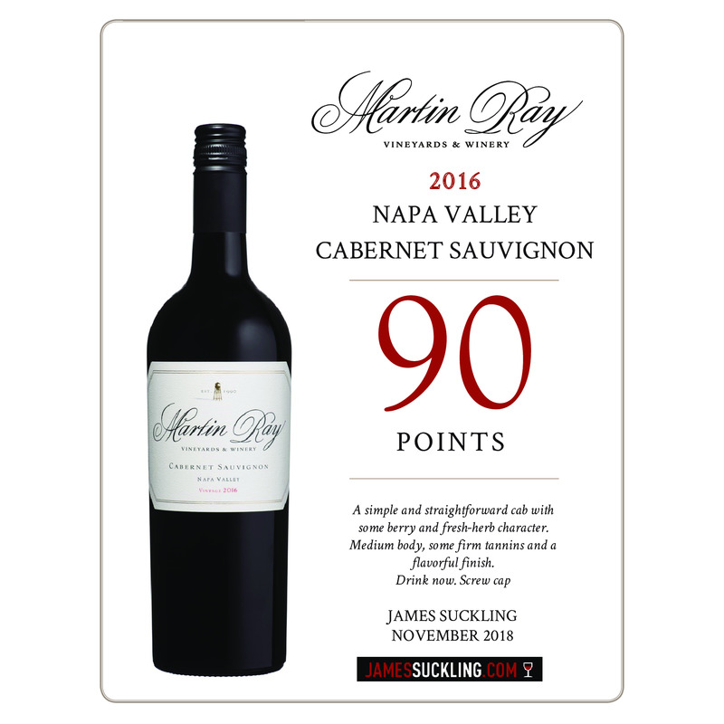 2016 Martin Ray Napa Valley Cabernet Sauvignon Acclaim – 90 Pts. James Suckling